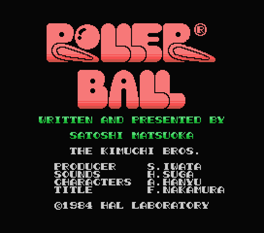Roller Ball title screen for MSX